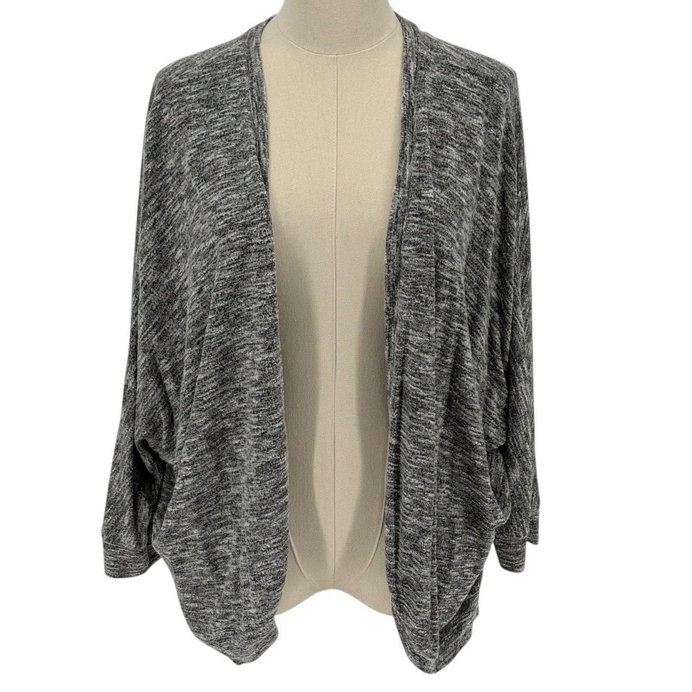 89th + Madison Cardigan Grey Space Dye Batwing Cocoon Open Front Size S